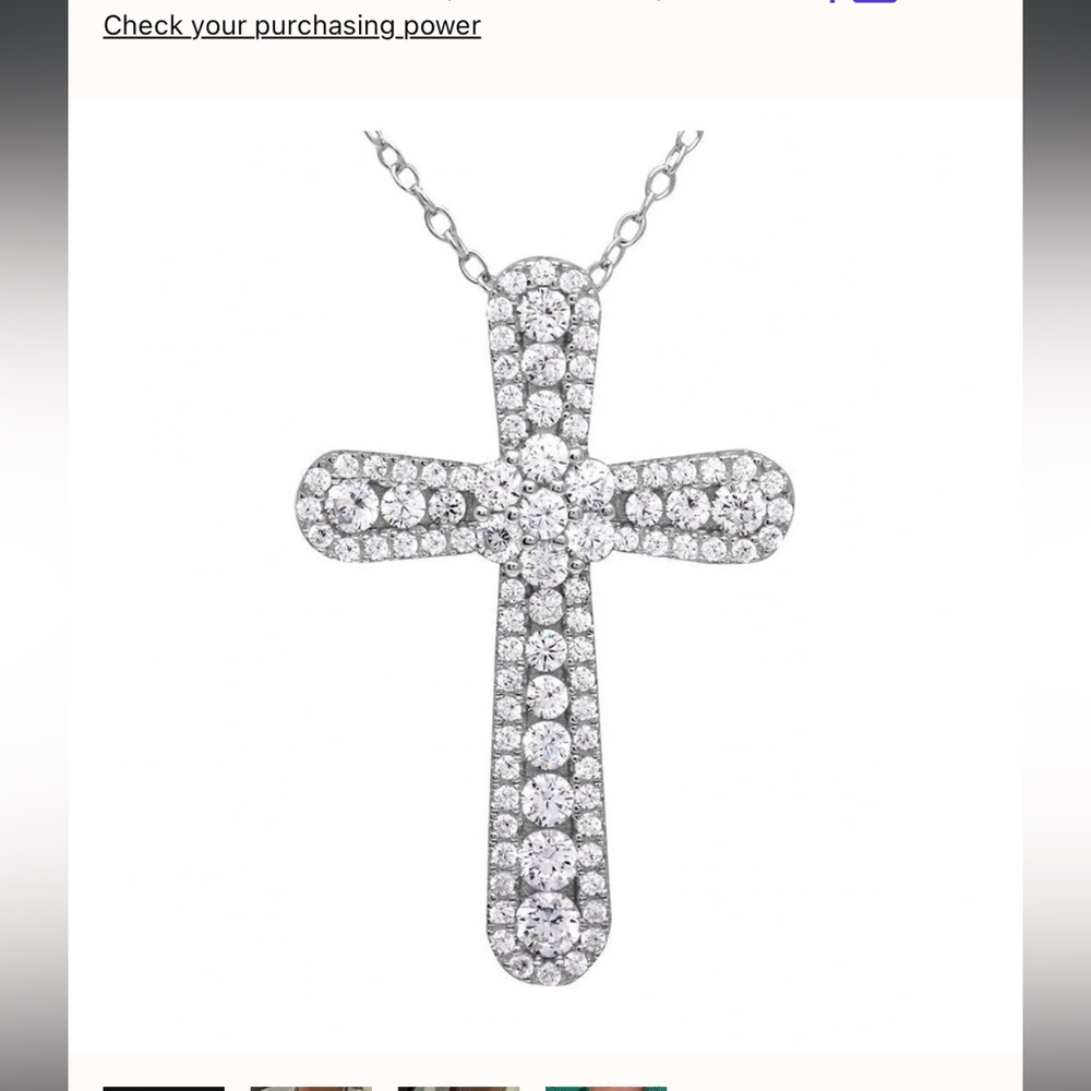 Corace Collection Pave Cross Necklace Sterling Silver - Picture 4 of 12